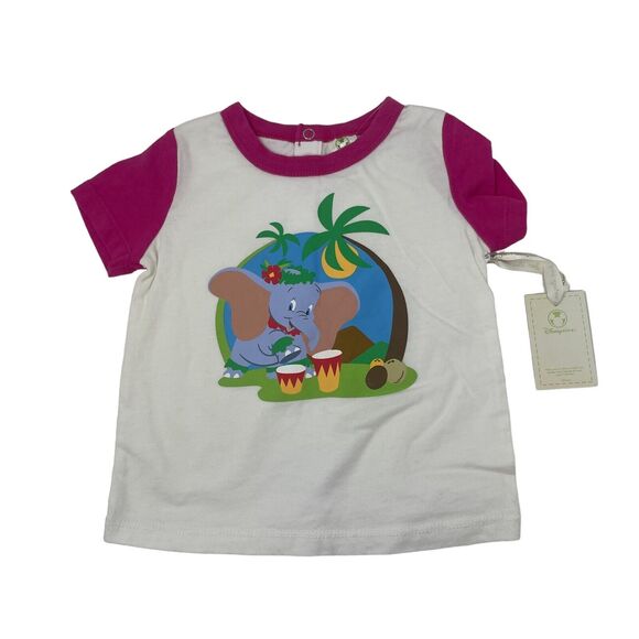 Disney White Pink Dumbo Short Sleeve Shirt NWT Baby Girl 6-9 Months - Picture 1 of 6